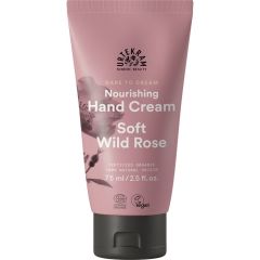 Urtekram handkräm Soft Wild Rose är en fyllig, närande handkräm som snabbt absorberas av huden, med en fräsch doft av solvarma nyponrosor - 75 ml/st