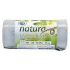 Avfallspåse Spar Natura 30 liter grå - 20 st extra stark med knythandtag av 100% återvunnen plast, polyeten. Antal: 1 rulle (20 påsar per rulle). Tjocklek: 25 my. Storlek: 47 x 59 cm.