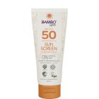 Bambo Nature solkräm SFP 50 erbjuder dig det bästa solskyddet som täcker hela familjens behov för effektivt solskydd har miljömärkningar Svanenmärket och Veganmärkt, Asthma Allergy Nordic. Dermatologiskt testad - 500 ml/st