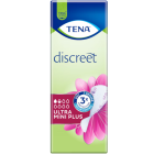 C5101_TENA Lady Ultra Mini Plus med DRYZone är ett anatomiskt utformat skydd för kvinnor med droppinkontinens och små urinläckage. Antal: 24 st/frp. Längd: 22 cm.
