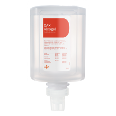 DAX Alcogel 85 vol% i en refill förpackning som kan användas i både automatisk och manuell dispenser. Antal: 1 st. Mängd: 1000 ml.