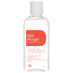 DAX Alcogel handdesinfektion är ett bra sätt att förhindra smittspridning och används flitigt inom vård och omsorg. Antal: 1 st (24 st/kartong). DAX Alcogel: 85 vol%. Mängd: 75 ml. Finns även som pumpflaska (Art. nr: D1002).