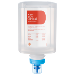 DAX Handdesinfektion Clinical Refill 75 vol% refill kan användas i både automatisk och manuell dispenser. Antal: 1 st. Mängd: 1000 ml (1 liter).