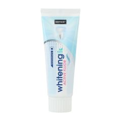 Tandkräm Sence Fresh Whitening Active Fluor - 75 ml är en kliniskt testad tandkräm medeffektiv whitening formula som ger dig en härlig känsla av renhet efter varje borstning. Antal: 1 st  Innehåll: 75 ml