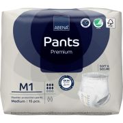 Abena Pants M1 inkontinensskydd för medel till tung inkontinens är en absorberande engångsbyxa med DualCore-teknologi, dvs. med absorption där den mest behövs - 90 skydd/krt