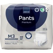 Abena Pants M3 inkontinensskydd för tung inkontinens är en absorberande engångsbyxa, höftmått 80-110 cm, med DualCore-teknologi, dvs. med absorption, absorption: 2311 ml (Praktisk absorption: 770 ml), där den mest behövs - 90 st/kartong