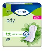 TENA Lady Discreet Mini Plus ett anatomiskt utformat skydd för kvinnor med droppinkontinens och små urinläckage. Antal: 16 st/frp.