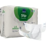 Abena Slip L4 är ett allt-i-ett inkontinensskydd för måttlig till kraftig inkontinens - Antal: 18 inkontinensskydd/frp. Midjemått: 100-150 cm. Absorption: 4134 ml. Praktisk absorption: 1378 ml. Färgkod: Grön.