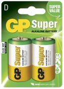 D Batteri GP Super R20 - 1 förpackning (2 batterier per frp i s.k. 2-pack)