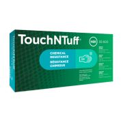 Nitrilhandske TouchNTuff 92-600 storlek Small (6,5-7) - 100 st är en grön engångshandske avsedd speciellt för personal som i sitt arbete kan utsättas för kemikaliestänk - 100 st/frp