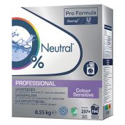 Neutral Professional Kulörtvätt är ett pulvertvättmedel för professionella användare, särskilt utvecklat för personer med känslig hud - för att minska risken för allergi och överkänslighet - 8,55 kg/st