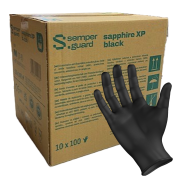 Kartong Nitrilhandske Semperguard Sapphire XP Black - S
